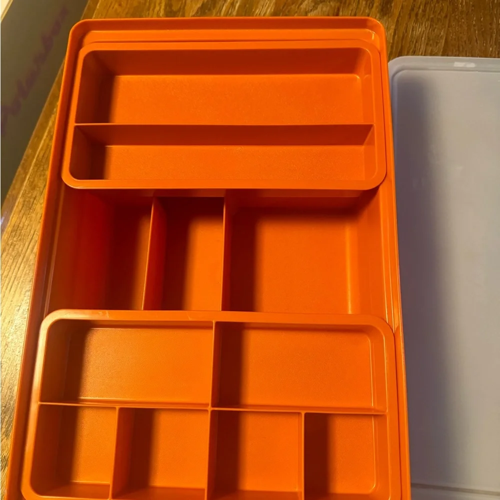 Tupperware Orange Food Storage Tray with Multiple Compartments